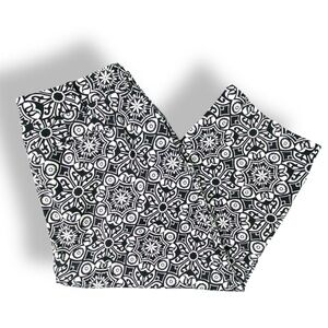 Talbots Petites Black and White Geometric Patterned Cropped Pants Wms sz 14W